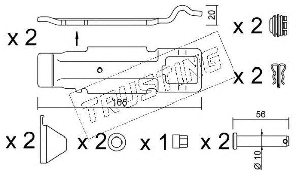 Комплектующие, колодки дискового тормоза KIT017 TRUSTING