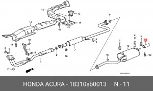 Выпускной трубопровод 18310SB0013 HONDA