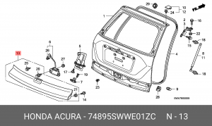 Накладка багажной двери 74895SWWE01ZC HONDA