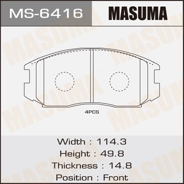 Колодки тормозные дисковые MS6416 MASUMA