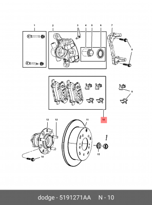 Комплект тормозных колодок, диско 5191271AA CHRYSLER