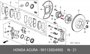 Шпилька ступицы колеса 90113SD4900 HONDA