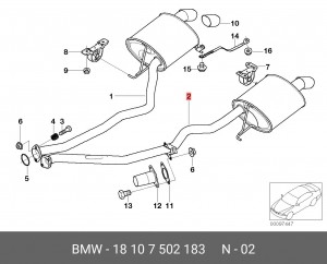 Глушитель - задняя часть системы ОГ 18 10 7 502 183 BMW