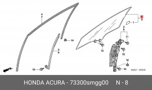 Стекло двери 73300SMGG00 HONDA