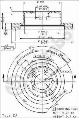Тормозной диск 09486820 BREMBO