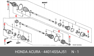 Шарнирный комплект, приводной вал 44014S5AJ51 HONDA