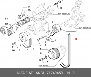 Ремень приводной 71749453 ALFA FIAT LANCIA