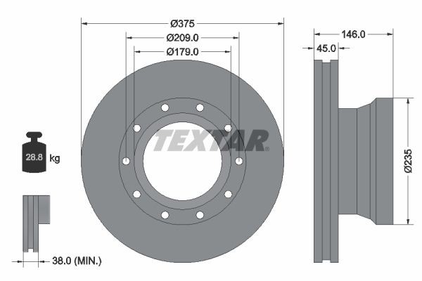 Тормозной диск 93142800 TEXTAR