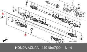 Комплект пылника, приводной вал 44018-ST7-J00 HONDA