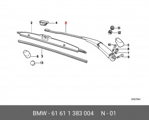 Рычаг стеклоочистителя, система очистки окон 61 61 1 383 004 BMW