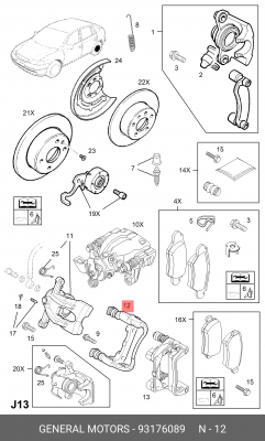 Кронштейн, корпус скобы тормоза 93176089 GENERAL MOTORS