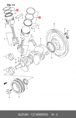 Кольца поршневые 1214085FA0 SUZUKI
