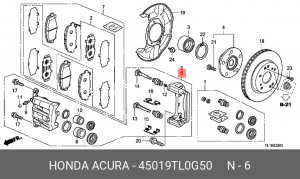 Суппорт тормозной 45019TL0G50 HONDA