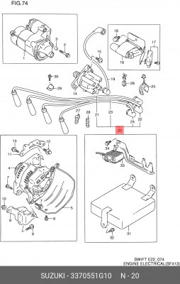 Ккомплект проводов зажигания 33705-51G10 SUZUKI