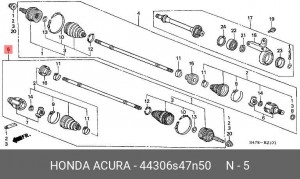 Шарнирный комплект, приводной вал 44306S47N50 HONDA