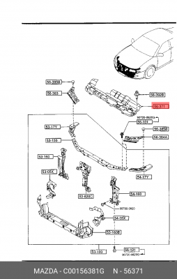 Клипса шумоизоляции капота C00156381G MAZDA