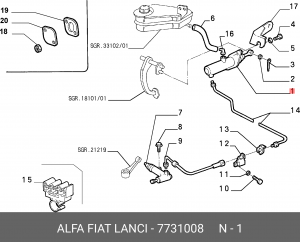 Главный цилиндр, система сцепления 7731008 ALFA FIAT LANCIA