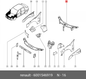 Панель крепления радиатора 6001546919 RENAULT