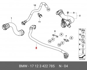 Патрубок системы охлаждения ДВС 17 12 3 422 785 BMW