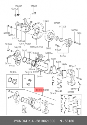 Тормозной суппорт 5818021300 HYUNDAI KIA