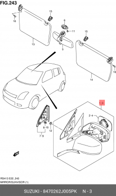Наружное зеркало 84702-62J00-5PK SUZUKI