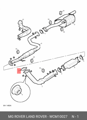 Прокладка, выпускной трубопровод WCM10027 MG ROVER LAND ROVER