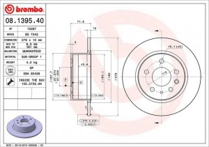 Тормозной диск 08.1395.40 BREMBO