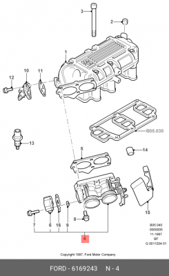 Патрубок дроссельной заслонки 6 169 243 FORD