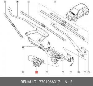 Двигатель стеклоочистителя 7701066317 RENAULT