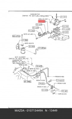 Прокладка, выпускной трубопровод 010713449A MAZDA