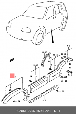Расширение, крыло 77550-65DB0-Z2S SUZUKI