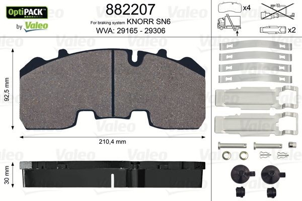 Колодки тормозные дисковые 882207 VALEO PHC