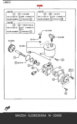 Гидравлический насос, рулевое управление GJ2B32650A MAZDA
