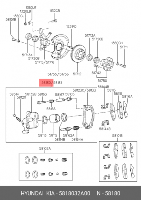Тормозной суппорт 5818032A00 HYUNDAI KIA