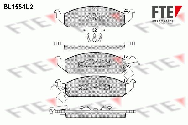 Комплект тормозных колодок, диско BL1554U2 FTE