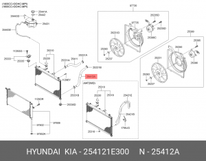 Патрубок системы охлаждения ДВС 254121E300 HYUNDAI KIA