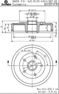 Тормозной барабан 14.5827.10 BREMBO