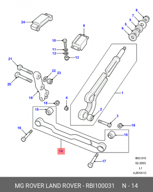 Тяга / стойка, подвеска колеса RBI100031 LAND ROVER