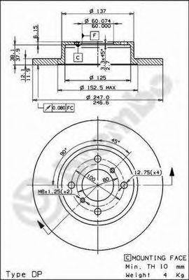 Тормозной диск 08.8705.10 BREMBO