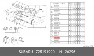 Комплект тормозных колодок, диско 725191990 SUBARU