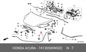Трос замка открывания капота 74130SWWG02 HONDA