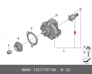 Клапанный элемент, Сommon-Rail-System 13 51 7 787 186 BMW