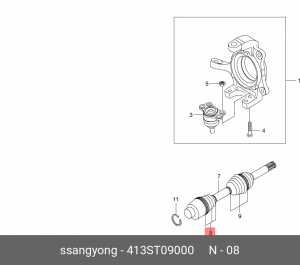 Комплект пылника, приводной вал 413ST09000 SSANG YONG