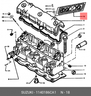 Комплект прокладок, головка цилиндра 11401-86CA1 SUZUKI