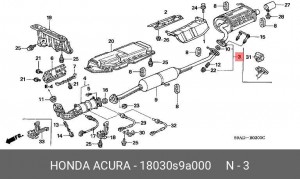 Глушитель - задняя часть системы ОГ 18030S9A000 HONDA