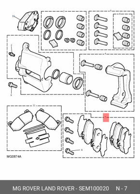 Комплект тормозных колодок, диско SEM100020 MG ROVER LAND ROVER