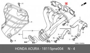 Прокладка, выпускной коллектор 18115PNE004 HONDA