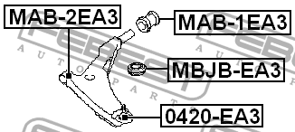 Сайлентблок - втулка амортизатора подвески MAB-1EA3 FEBEST
