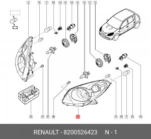 Фара головного света 8200526423 RENAULT
