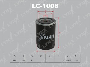 Фильтр масляный двигателя LC-1008 LYNXAUTO
